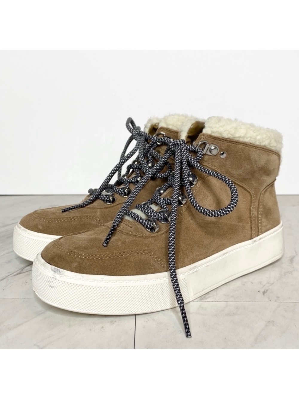 Marc Fisher Summa Faux Fur High Top Sneaker 6 1/2 - Picture 1 of 13